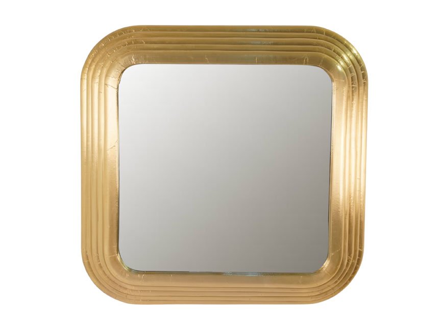 Wooden multi step design brass cladded square mirror