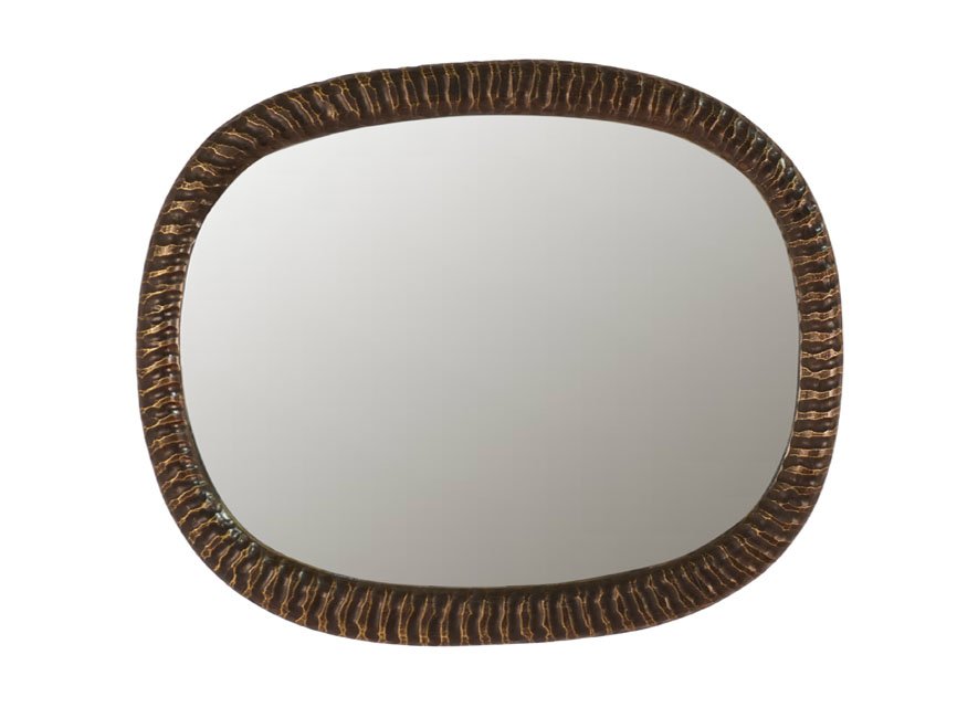 Wooden carved square mirror with Brass cladding