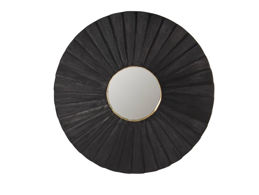Wooden Round Mirror with slatted spiral design