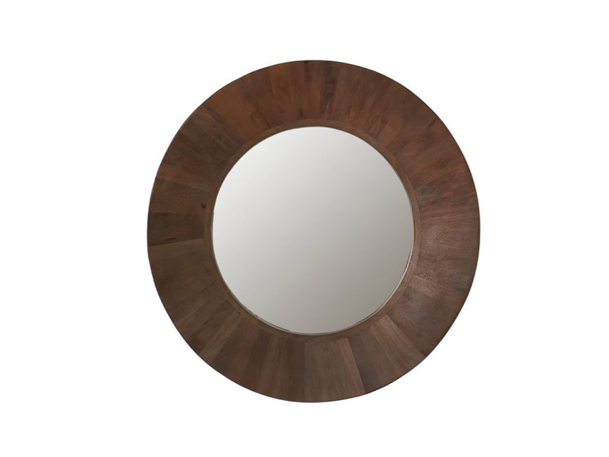 Wooden inside taper sunburst design round mirror