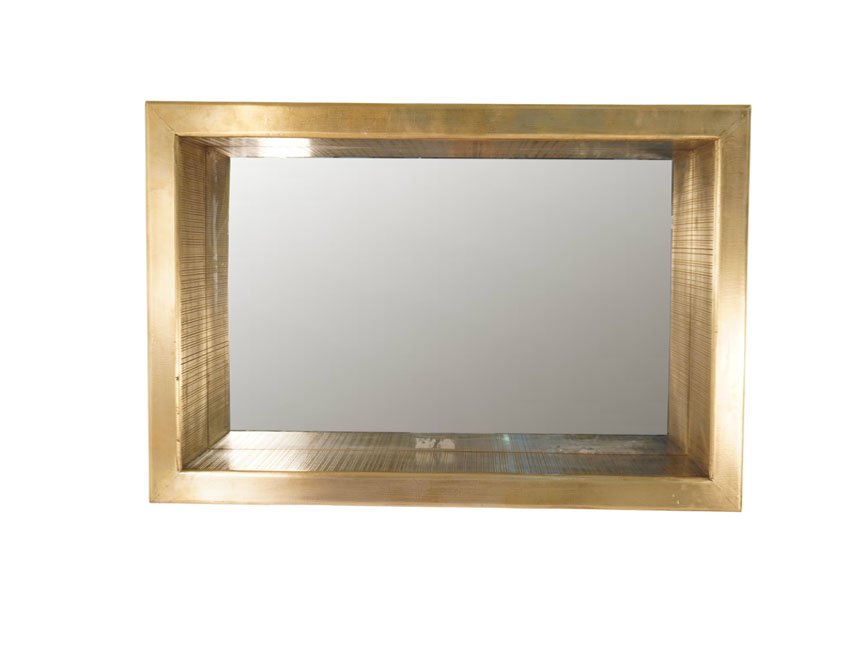 Wooden rectangular deep mirror with striped design