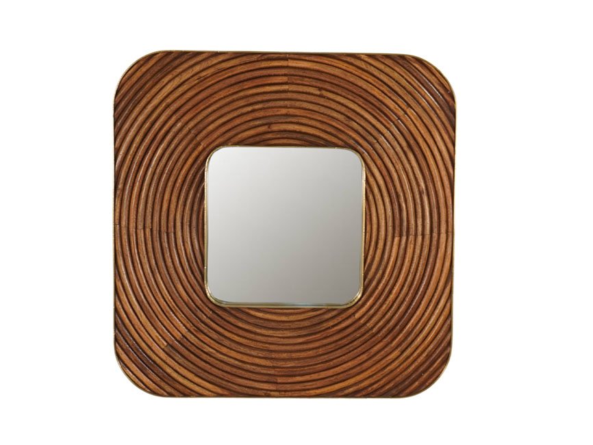 Wooden multi ring design square mirror