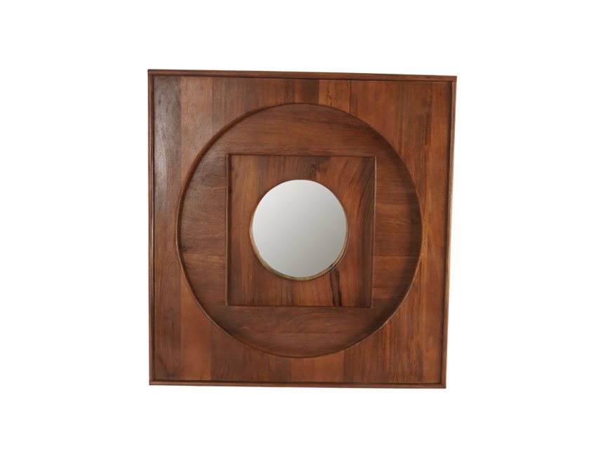 Wooden square multi step design mirror