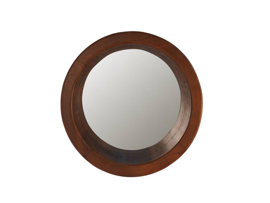 Wooden drum design wall mirror