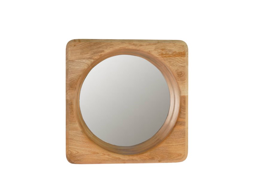 Wooden cube design wall mirror