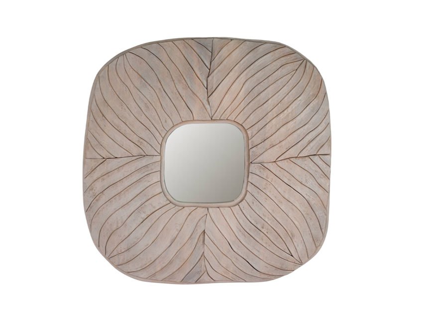 Wooden astract carved square mirror