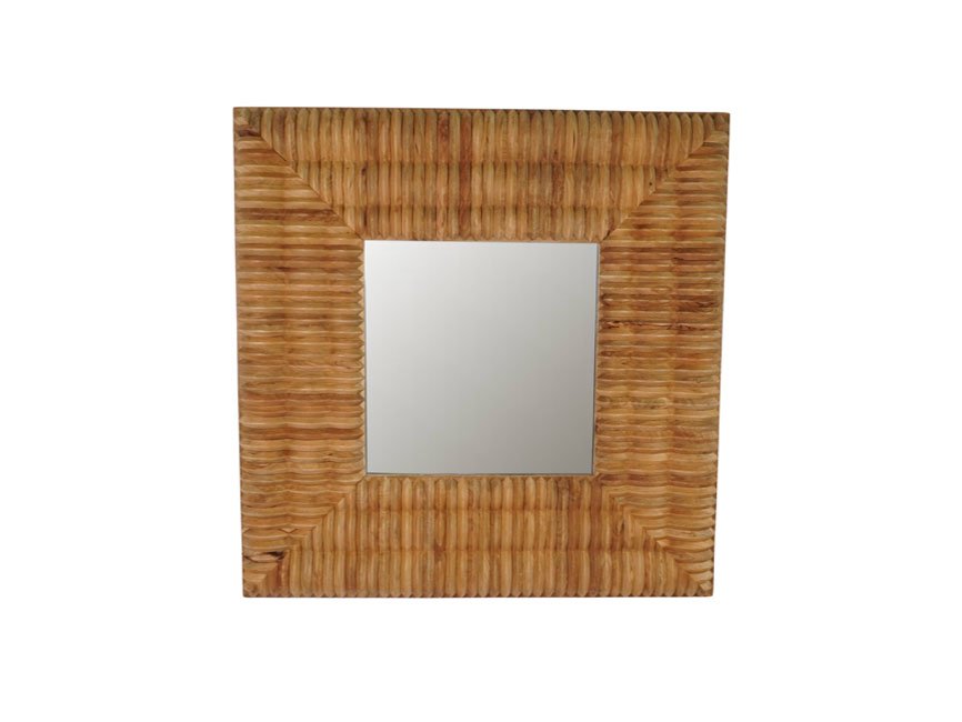 Wooden 3 step wave design square mirror