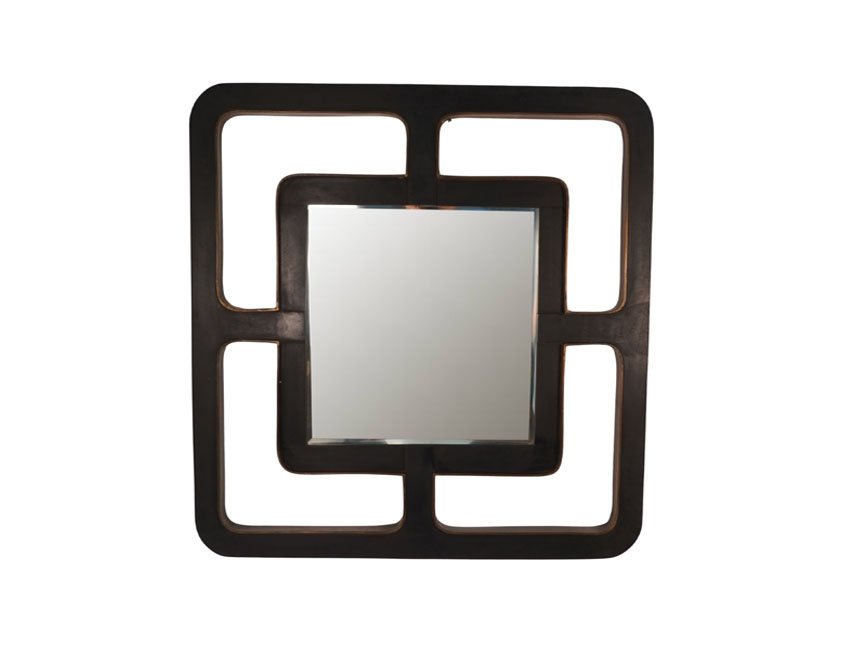 Wooden 4 panel design square mirror