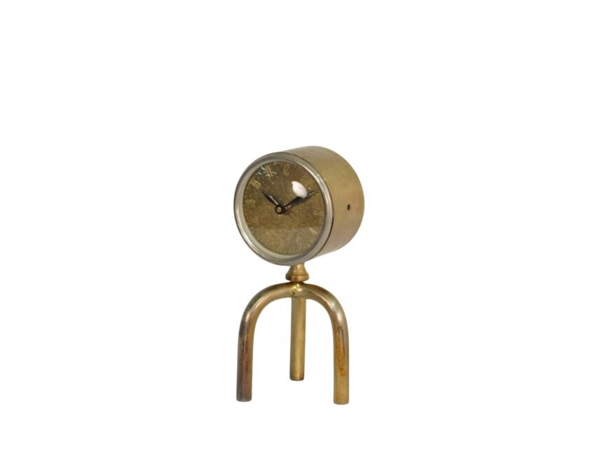 Iron forged clock on tripod base
