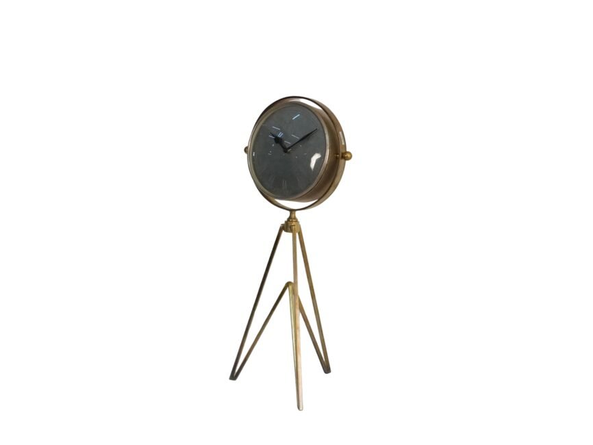 Iron round clock on forged triangular base