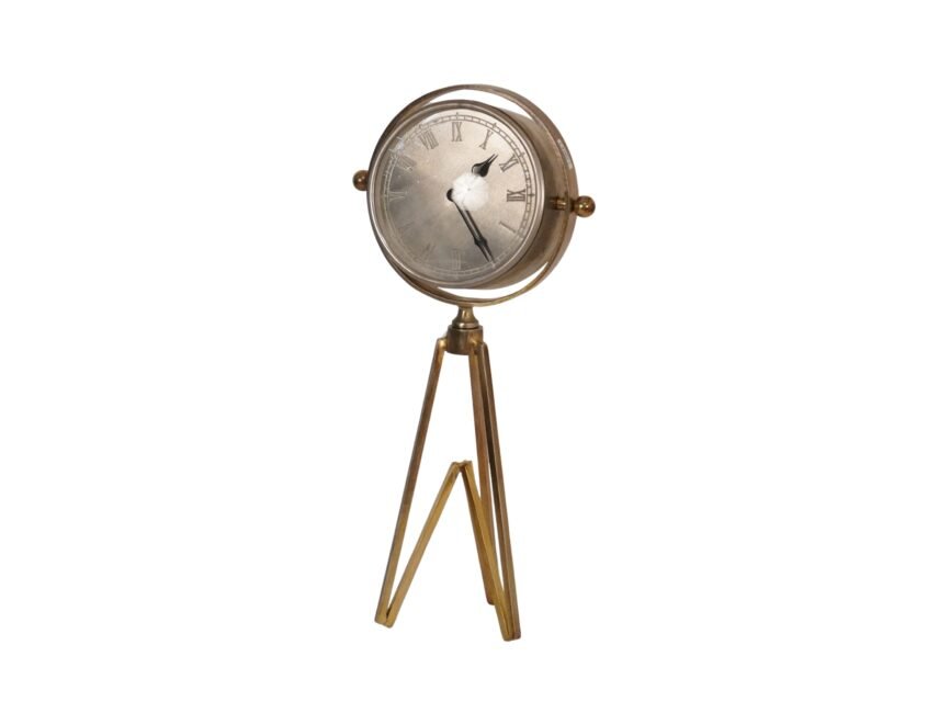 Iron round clock on forged triangular base