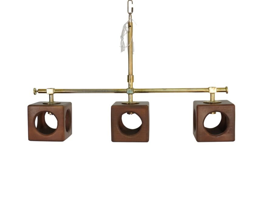 Wooden cube design 3 light lamp