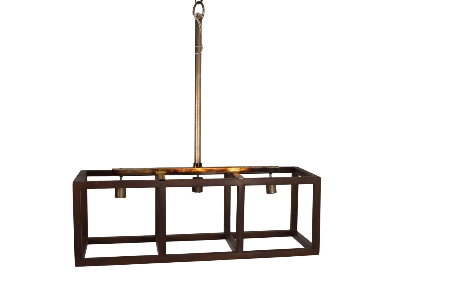 Wooden cube design rectangular 3 light lamp