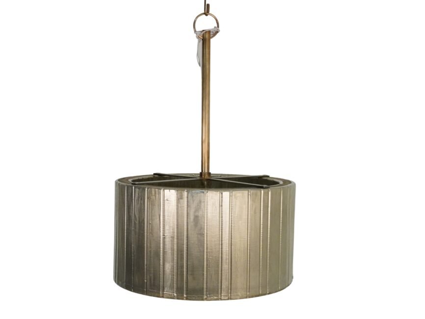 Wooden white metal cladded strip round lamp
