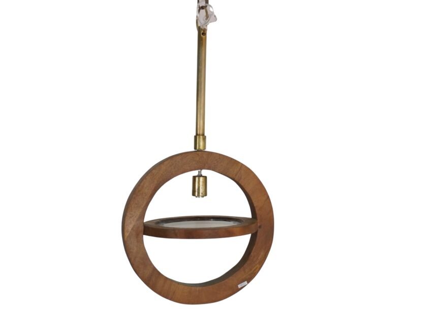 Wooden twin circle design ceiling lamp