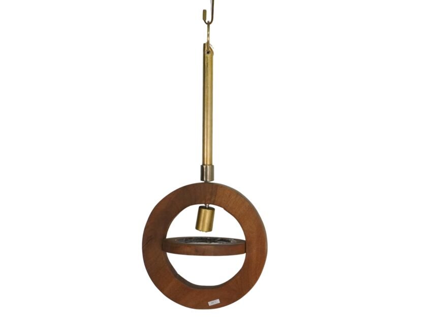 Wooden twin circle design ceiling lamp