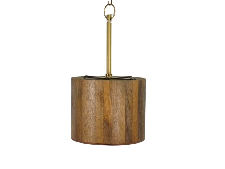 Wooden strip drum design ceiling lamp