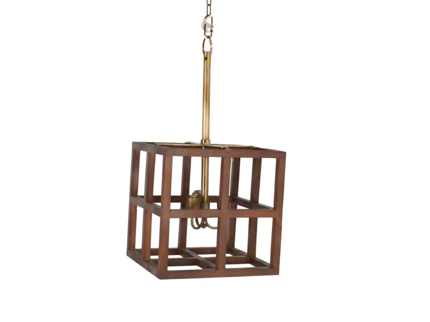 Wooden Small cube design lamp with 3 light fitting