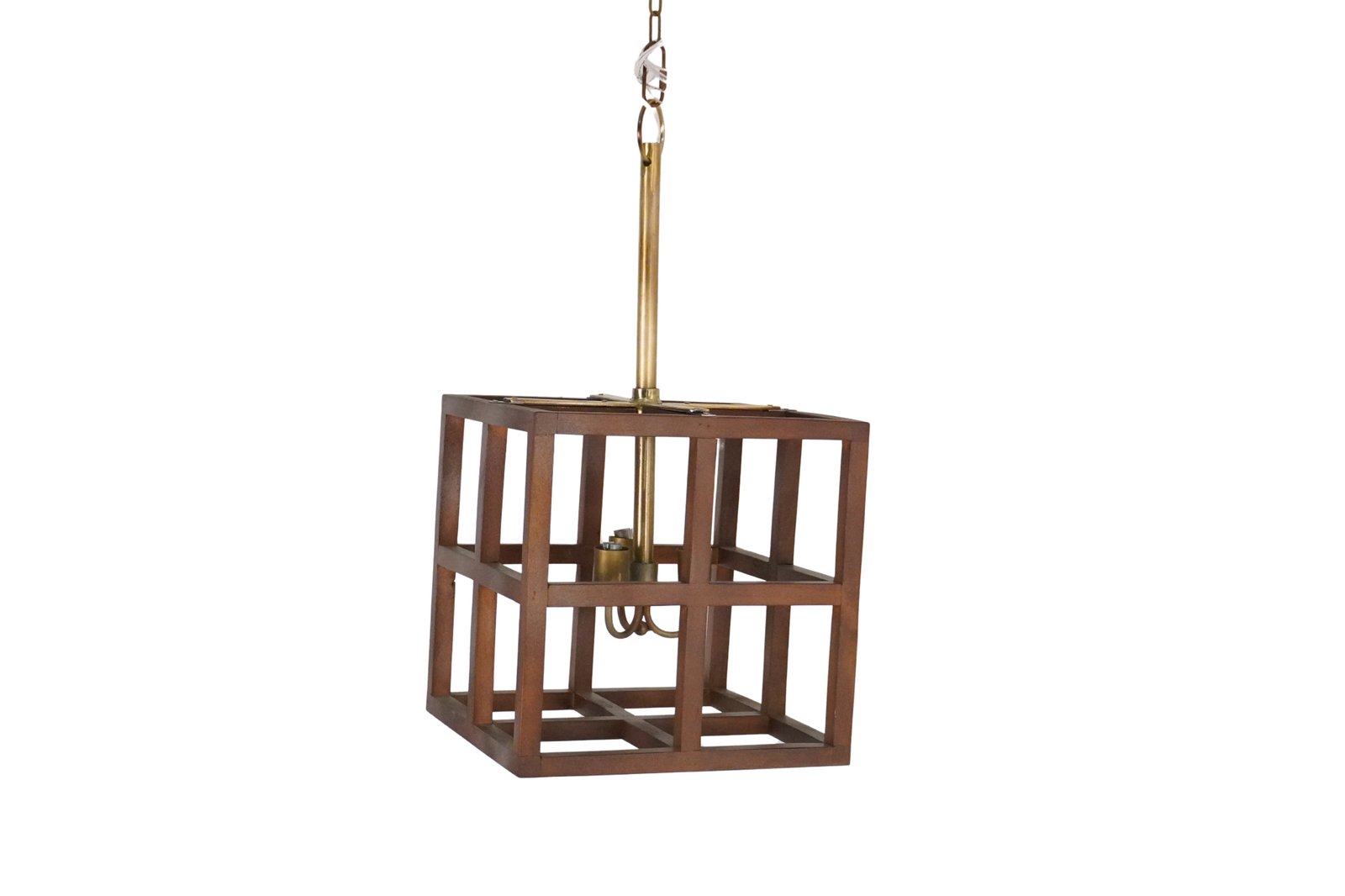 Wooden Small cube design lamp with 3 light fitting