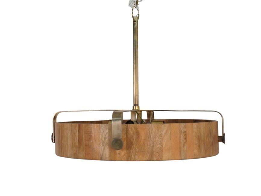 Wooden round disc lamp with magnifying glass