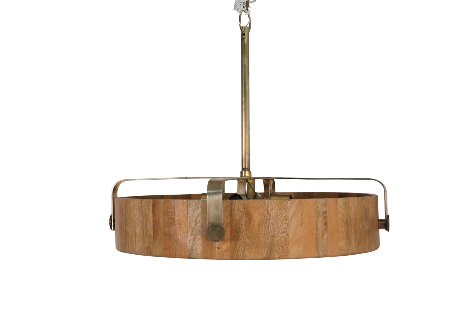 Wooden round disc lamp with magnifying glass