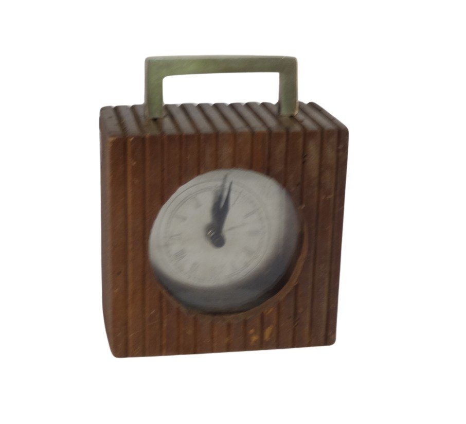 Wooden line carved square clock