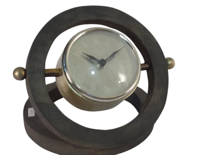 Wooden twin ring design clock