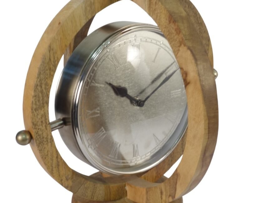 Wooden double ring design clock