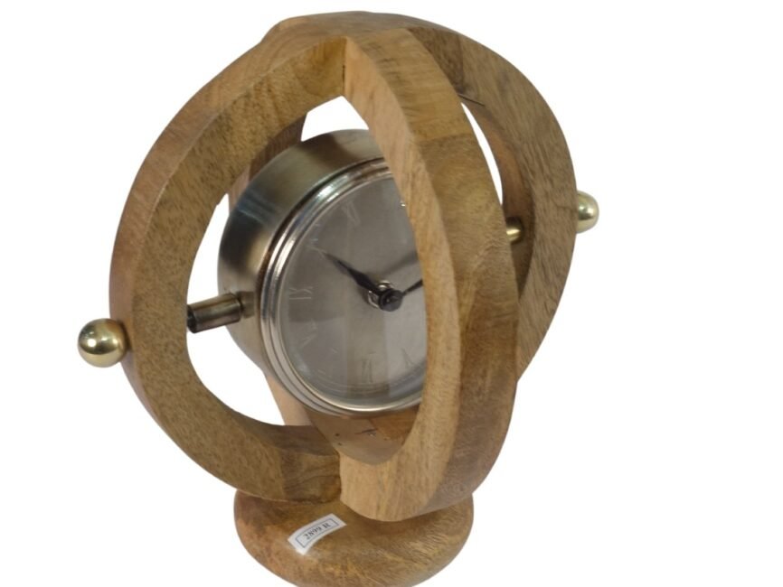 Wooden double ring design clock