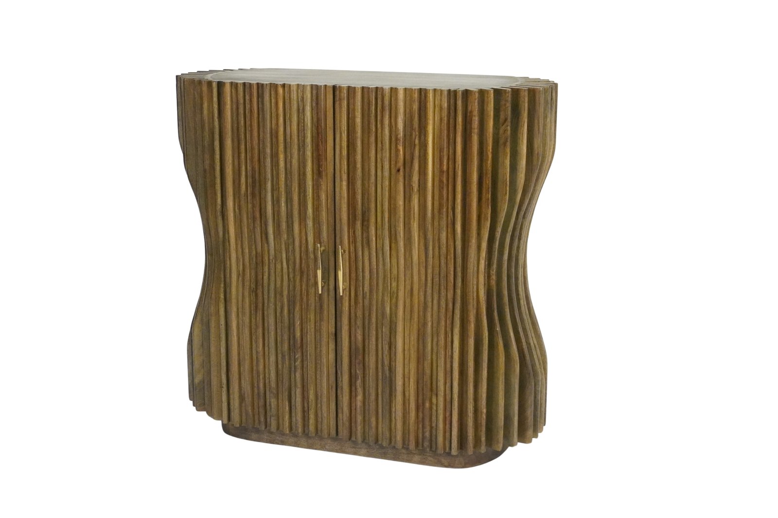 Wooden striped design 2 door cabinet with travertine stone top